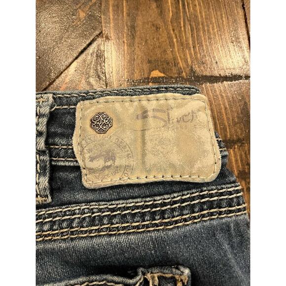 Silver Jeans Aiko Capri Women 33 Thick Stitch Y2K 90s Western Cowgirl Fringe - Picture 11 of 16